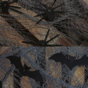 Grå Netting med Assorterte Edderkopper/Flaggermus - 75 x 300 cm