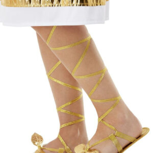 Gullfargede Kostyme Sandaler med Blader og Snøringer