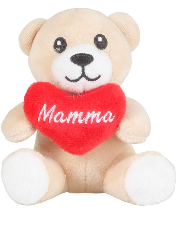 Mamma - Teddybjørn Bamse med Hjerte 10 cm