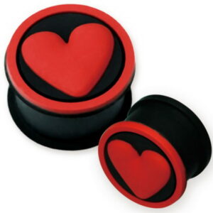 Red Heart - Svart Piercing Plugg