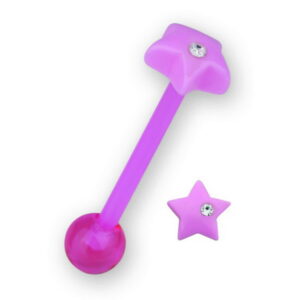 Star With Stone Pink - Tungepiercing