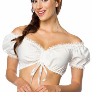 Hvit Off-Shoulder Oktoberfest Bluse med Snøring