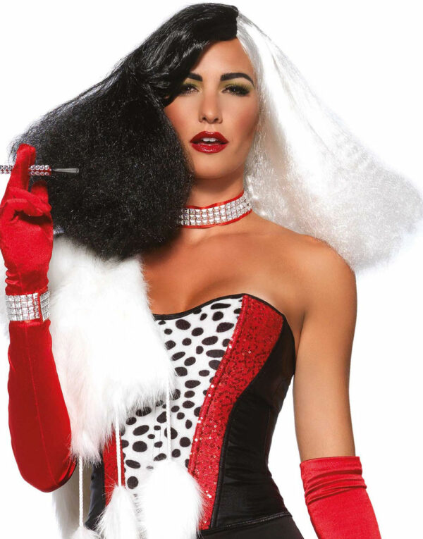 DeLux Cruella de Vil Inspirert Svart og Hvit Parykk