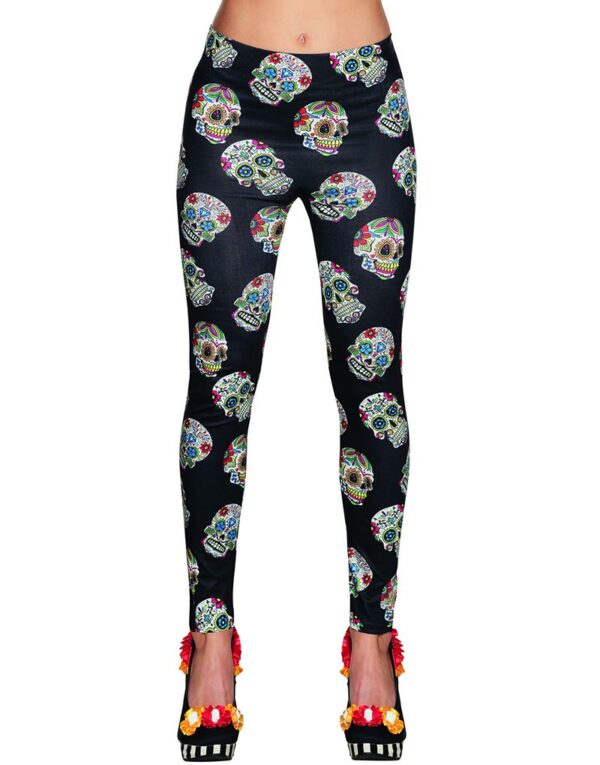 Svart Leggings med Day of the Dead Motiv