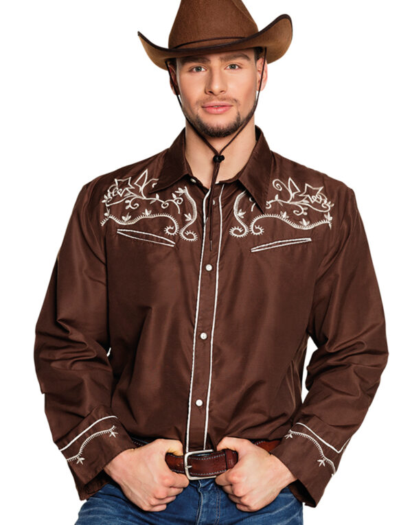Brun Western Kostymeskjorte til Mann