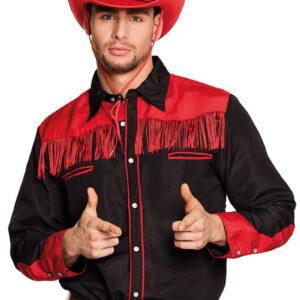 Svart og Rød Western Kostymeskjorte til Mann