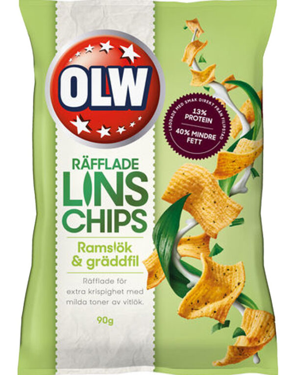 OLW Riflet Linschips Ramslök & Gräddfil Potetgull 90 gram