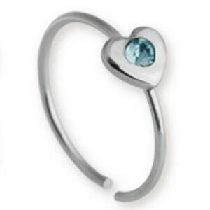 Circle With Heart And Blue Stone - Nesepiercing