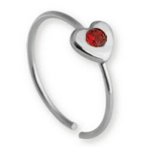 Circle With Heart And Red Stone - Nesepiercing