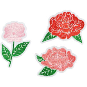 3 stk. Røde og Rosa Blomster Patches