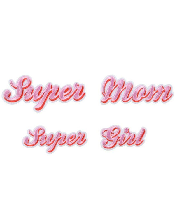 4 stk. "Super Girl" & "Super Mom" - Patches