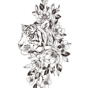 Flower Tiger (Fake Tattoo)
