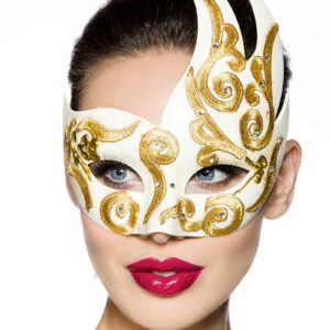 Venetian Lady - Kremhvit/Beige Luksus Maskerade Maske