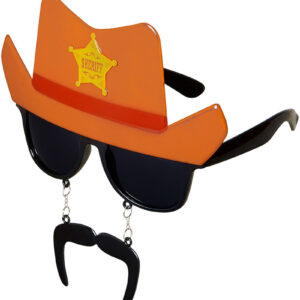 Cowboybriller med Brun Hatt og Bart