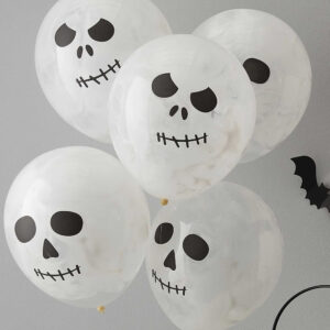 5 stk DIY Marmorerte Hodeskalleballonger - Fright Night