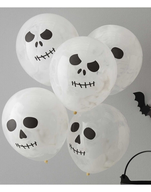 5 stk DIY Marmorerte Hodeskalleballonger - Fright Night