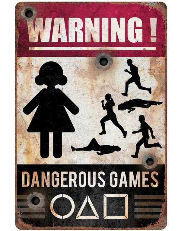 Warning! Dangerous Games - Squid Game Inspirert Plakat/Skilt 24x36 cm