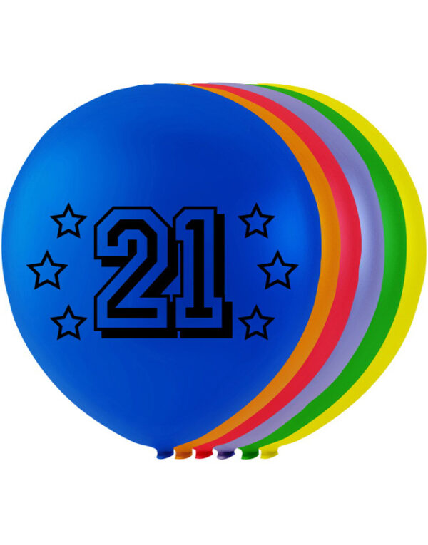21 tall - 8 stk Flerfargede Ballonger 26 cm