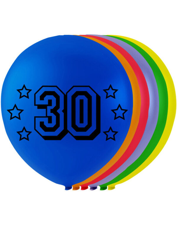 30 tall - 8 stk Flerfargede Ballonger 26 cm