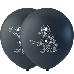 6 stk 26 cm - Svarte Ballonger med Pirater