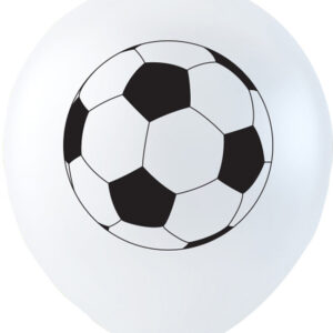 6 stk 26 cm - Hvite Ballonger med Fotballer