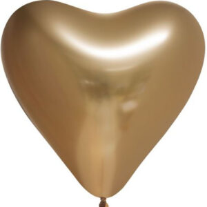 6 stk 30 cm - Gullfargede Glossy Mirror Hjerteballonger