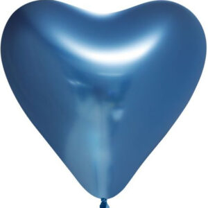 6 stk 30 cm - Blå Glossy Mirror Hjerteballonger