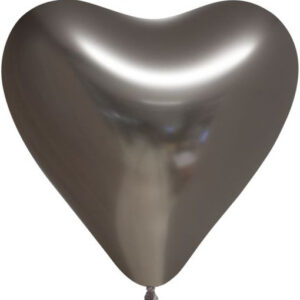 6 stk 30 cm - Grå Glossy Mirror Hjerteballonger