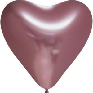 6 stk 30 cm - Rose Gullfargede Glossy Mirror Hjerteballonger