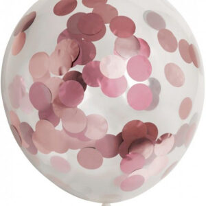 6 stk 30 cm Gjennomsiktige Ballonger med Store Rose Gullfarget Konfettier