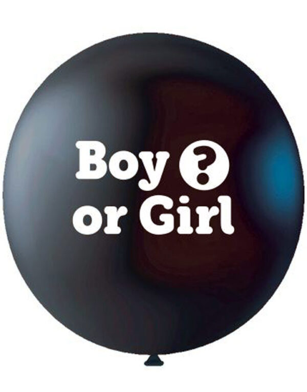 Svart Boy or Girl Gender Reveal Ballong med Konfetti 93 cm - Rosa og Blå Konfetti følger med