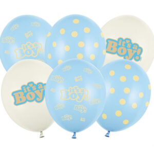 6 stk 30 cm Ballonger - It's a Boy! Gender Reveal Ballongbukett til Gutt