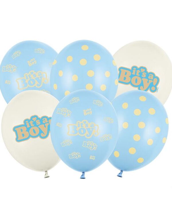 6 stk 30 cm Ballonger - It's a Boy! Gender Reveal Ballongbukett til Gutt