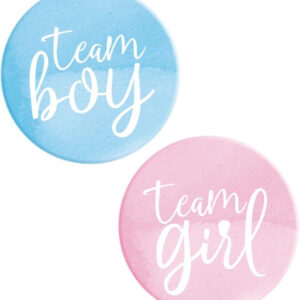 10 stk Team Girl/Team Boy Gender Reveal Button