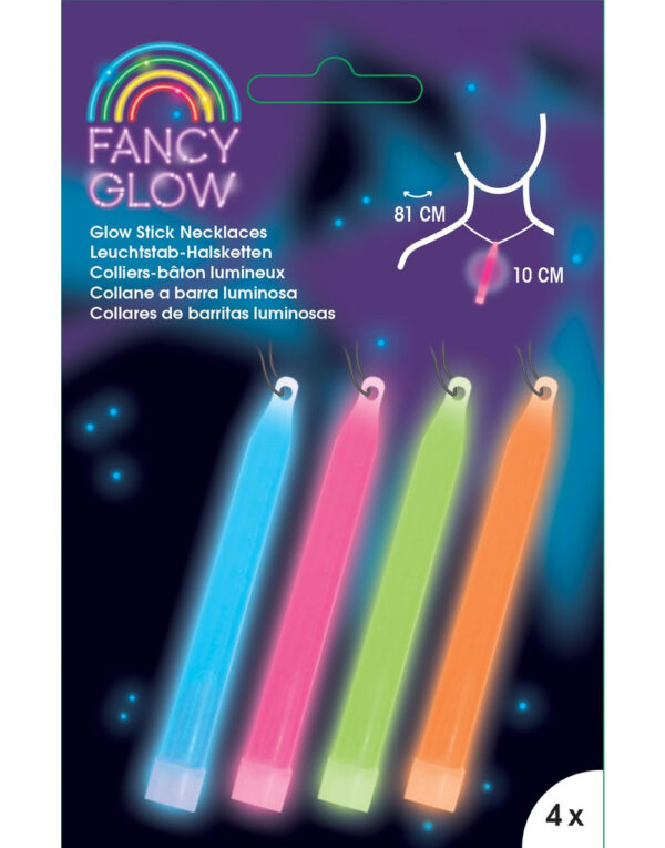 4 Stk Glow Sticks Halskjeder i Assorterte Farger 10 cm