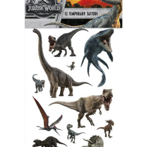 12 stk Små Midlertidige Tatoveringer av Dinosaurer - Jurassic World