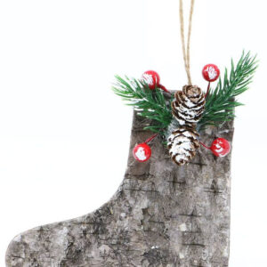 Julestøvel med dekor - 12 cm Juletrepynt