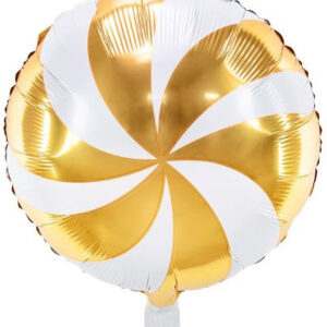 Rund Hvit og Gull Folieballong 35 cm