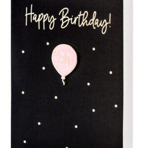 1 stk Svart "Happy Birthday 30" kort med Jakkemerke/Pin 10