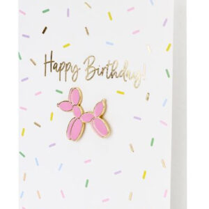1 stk Hvit "Happy Birthday" kort med Jakkemerke/Pin 10
