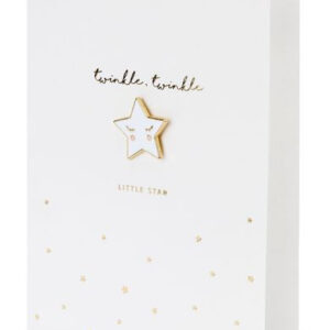 1 stk Hvit "Twinkle Twinkle Little Star" kort med Jakkemerke/Pin 10