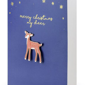 1 stk Mørk Blå "merry christmas my deer" kort med Jakkemerke/Pin 10