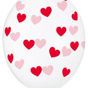 6 stk 30 cm Klare Ballonger med Røde Hjerter
