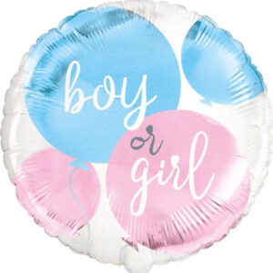 "Boy or Girl" Rund Folieballong med ca 46 cm