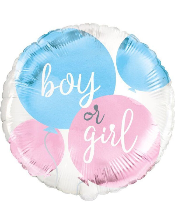 "Boy or Girl" Rund Folieballong med ca 46 cm