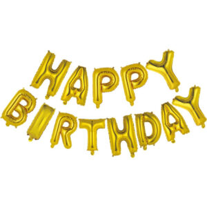 Happy Birthday - Gullfarget Folieballonger 41 cm
