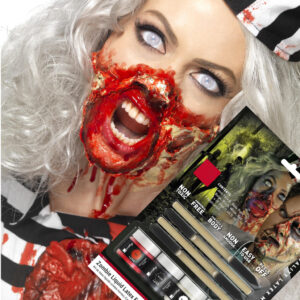 Horror Zombie Sminkesett med Flytende Latex 4x 29