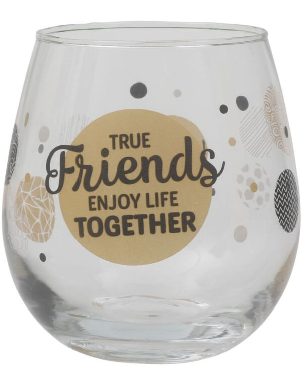 True Friends Enjoy Life Together - Fotløst Vinglass/Ølglass/Brusglass - 450 ml