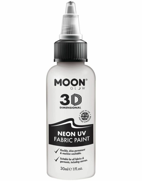 Hvit Neon UV/Blacklight 3D Tekstilmaling 30 ml