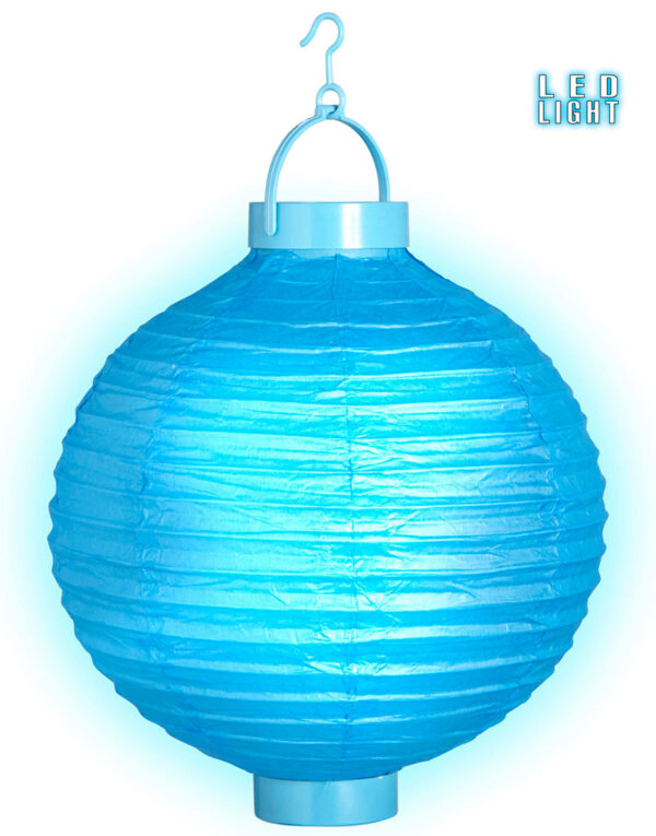 Blå LED-Lanterne med Krok 30 cm